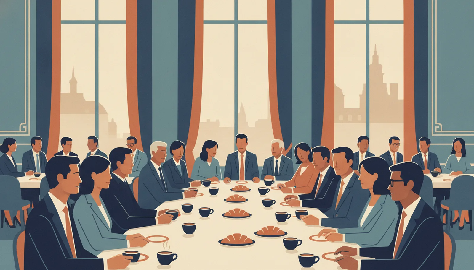 Une cordée réunie autour d'un petit-déjeuner